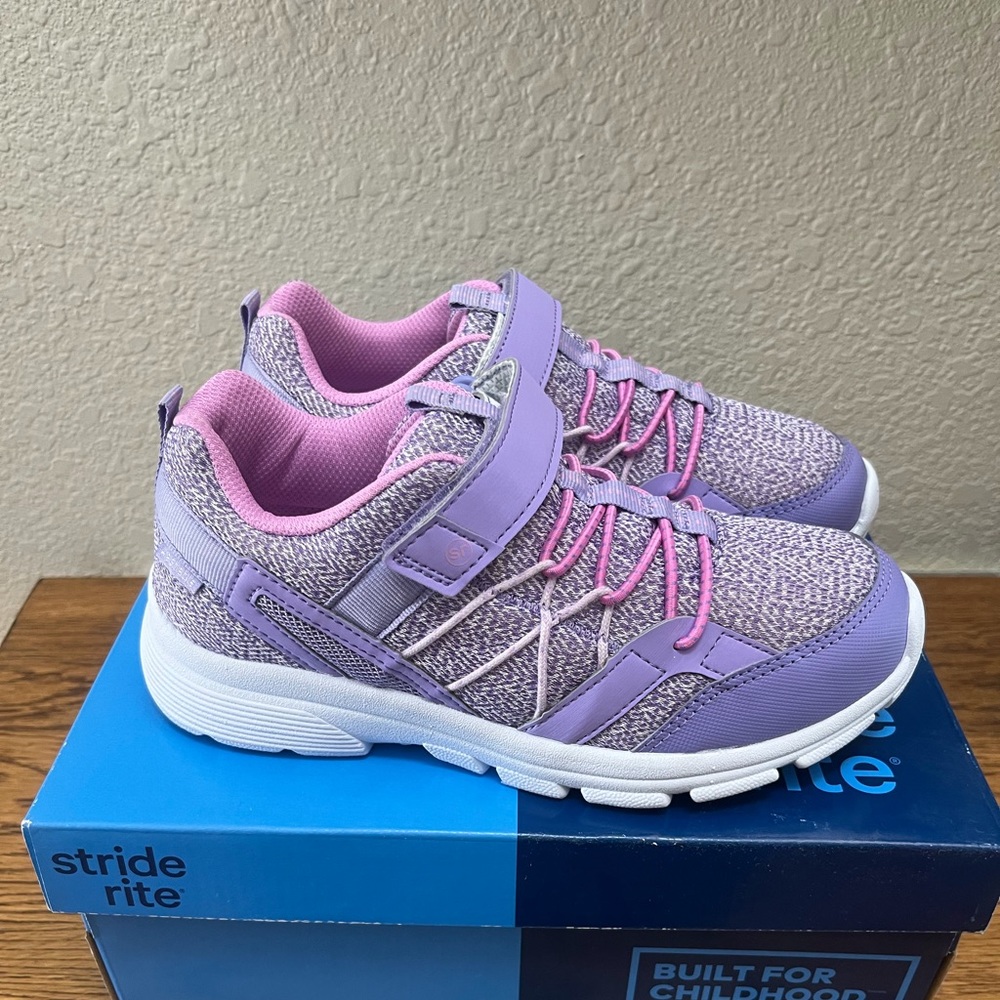 Stride Rite Girls 2 Wide Ocean Purple Machine Washable Athletic Sneaker Easy On